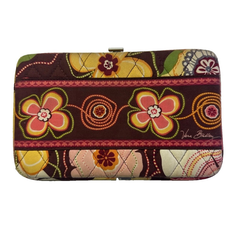 Vera Bradley Buttercup Opera Wallet Clutch Bifold Hard Shell Retired Slim Profil